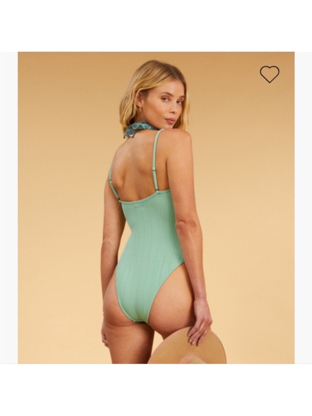Billabong x Salty Blonde Sunset Rib Swimsuit in Mint Green High Leg - Picture 2 of 12